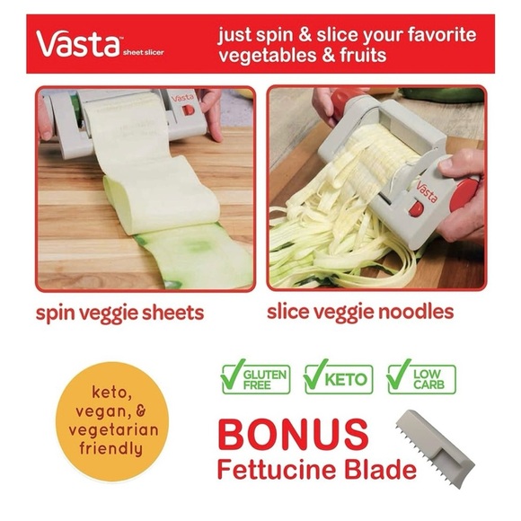 Vasta Sheet Slicer Fruit & Vegetable Slicer for Low Carb Keto Vegan Eating NWT - Picture 6 of 9